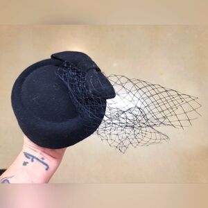 Little black clip-in FASCINATOR hat